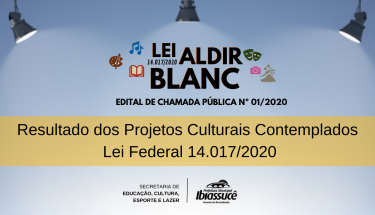 Edital de Chamada Pública Nº 01/2020 Resultado dos Projetos Culturais Contemplados Lei Federal 14.017/2020